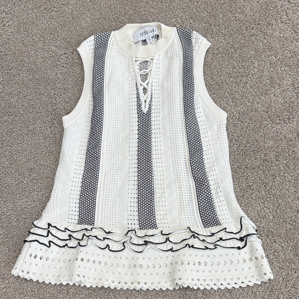 Derek Lam Crosby white and black Sleeveless Top eyelet